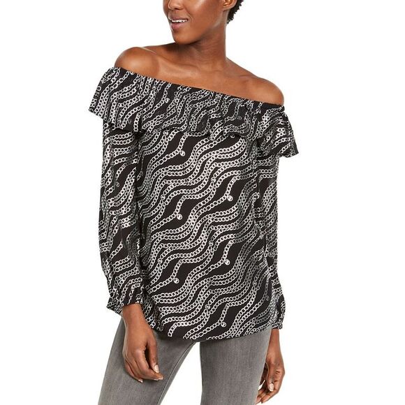 Michael Kors Tops - Michael Kors Women's Metallic Logo Blouse Gray Size X-Large